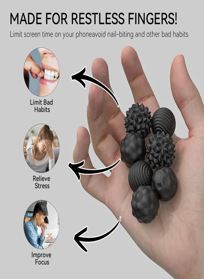 Azooken Large Magnetic Sensory Fidget Ball Toy, 8Pcs Silicone Sensory Stress Relief Toys for Adults, Teens with Autism, ADHD, Anxiety, Stocking Stuffers for Women Men Teen Gift (Black, Large) - Image 4